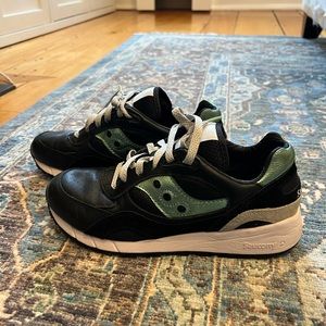 SAUCONY SHADOW 6000 LEATHER S60692-2 BLACK/AQUA ATHLETIC WOMEN size 10